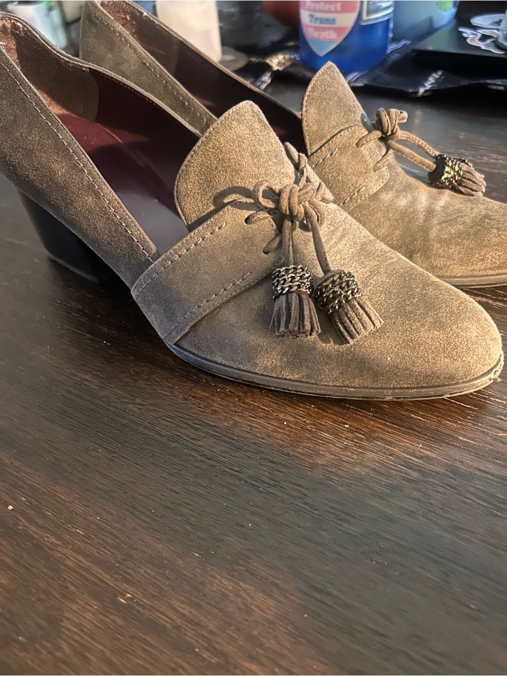 Stuart Weitzman Women’s Suede Tassel Loafers - Taupe/Grey